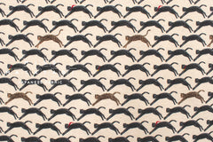 Japanese Fabric Neko Seigaiha Linen Blend - black - 50cm