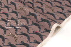 Japanese Fabric Neko Seigaiha Linen Blend - chocolate - 50cm