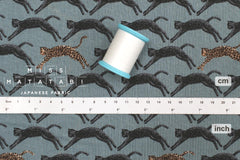 Japanese Fabric Neko Seigaiha Linen Blend - blue - 50cm