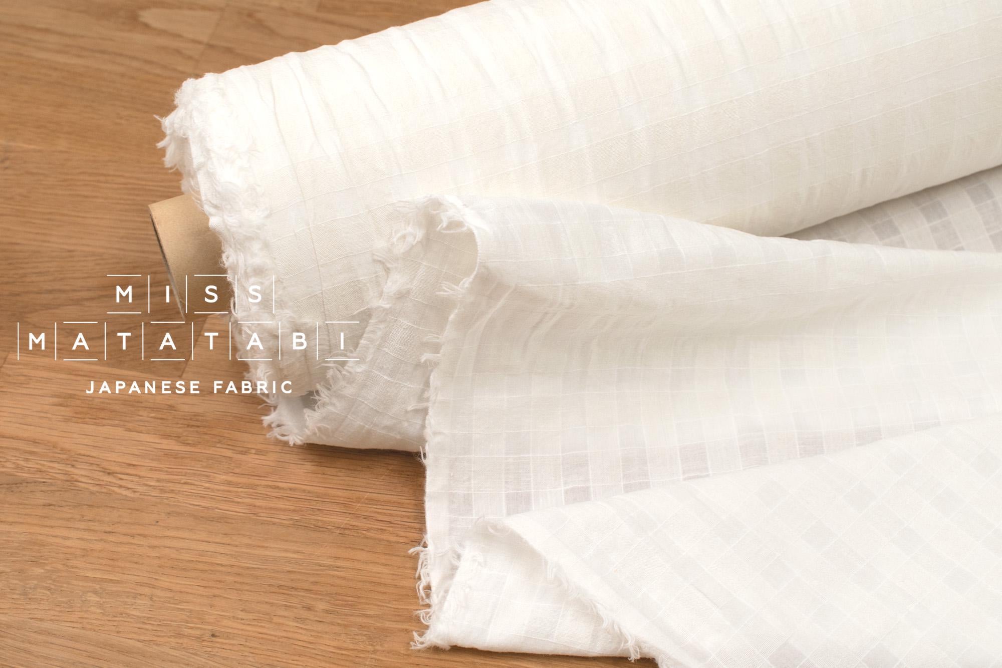 Japanese Fabric Yarn Dyed Shokunin Collection Azumadaki Gingham Voile - off white - 50cm