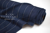 DEADSTOCK Japanese Fabric Linen Rayon Blend Stripes - navy blue - 50cm