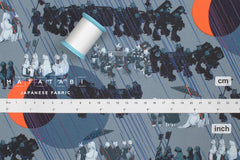 Japanese Fabric Neko Cat Wedding - blue - 50cm