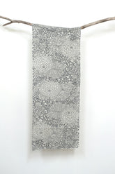 Shokunin Collection Hand-printed Chusen Japanese Tenugui Fabric - Kasane Kiku 16 grey - panel