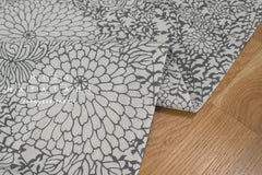 Shokunin Collection Hand-printed Chusen Japanese Tenugui Fabric - Kasane Kiku 16 grey - panel