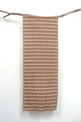Shokunin Collection Hand-printed Chusen Japanese Tenugui Fabric - Dianthis 19 mocha, pink - panel