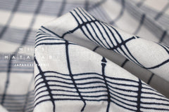 Shokunin Collection Hand-printed Chusen Japanese Tenugui Fabric - Bamboo Lattice 23 navy blue - panel