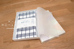 Shokunin Collection Hand-printed Chusen Japanese Tenugui Fabric - Bamboo Lattice 23 navy blue - panel