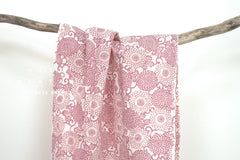 Shokunin Collection Hand-printed Chusen Japanese Tenugui Fabric - Chrysanthemum Arabesque 27 pink - panel