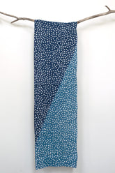 Shokunin Collection Hand-printed Chusen Japanese Tenugui Fabric - Ginkgo 29 blue - panel