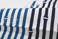 Shokunin Collection Hand-printed Chusen Japanese Tenugui Fabric - Bamboo 30 blue - panel