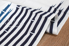 Shokunin Collection Hand-printed Chusen Japanese Tenugui Fabric - Bamboo 30 blue - panel