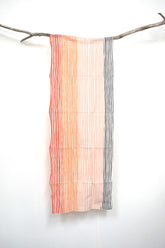 Shokunin Collection Hand-printed Chusen Japanese Tenugui Kazetsumugi Fabric - Ukiyo Stripes 45 sunset - panel