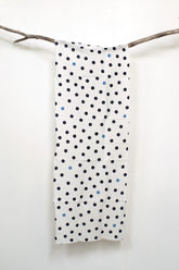 Shokunin Collection Hand-printed Chusen Japanese Tenugui Kazetsumugi Fabric - Polka Dots 46 blue - panel