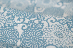 Shokunin Collection Hand-printed Chusen Japanese Tenugui Fabric - Chrysanthemum Arabesque 32 blue - panel