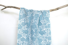 Shokunin Collection Hand-printed Chusen Japanese Tenugui Fabric - Chrysanthemum Arabesque 32 blue - panel