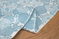 Shokunin Collection Hand-printed Chusen Japanese Tenugui Fabric - Chrysanthemum Arabesque 32 blue - panel
