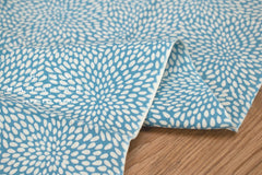 Shokunin Collection Hand-printed Chusen Japanese Tenugui Fabric - Mujina Chrysanthemum 33 blue - panel