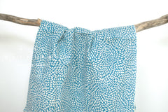 Shokunin Collection Hand-printed Chusen Japanese Tenugui Fabric - Mujina Chrysanthemum 33 blue - panel