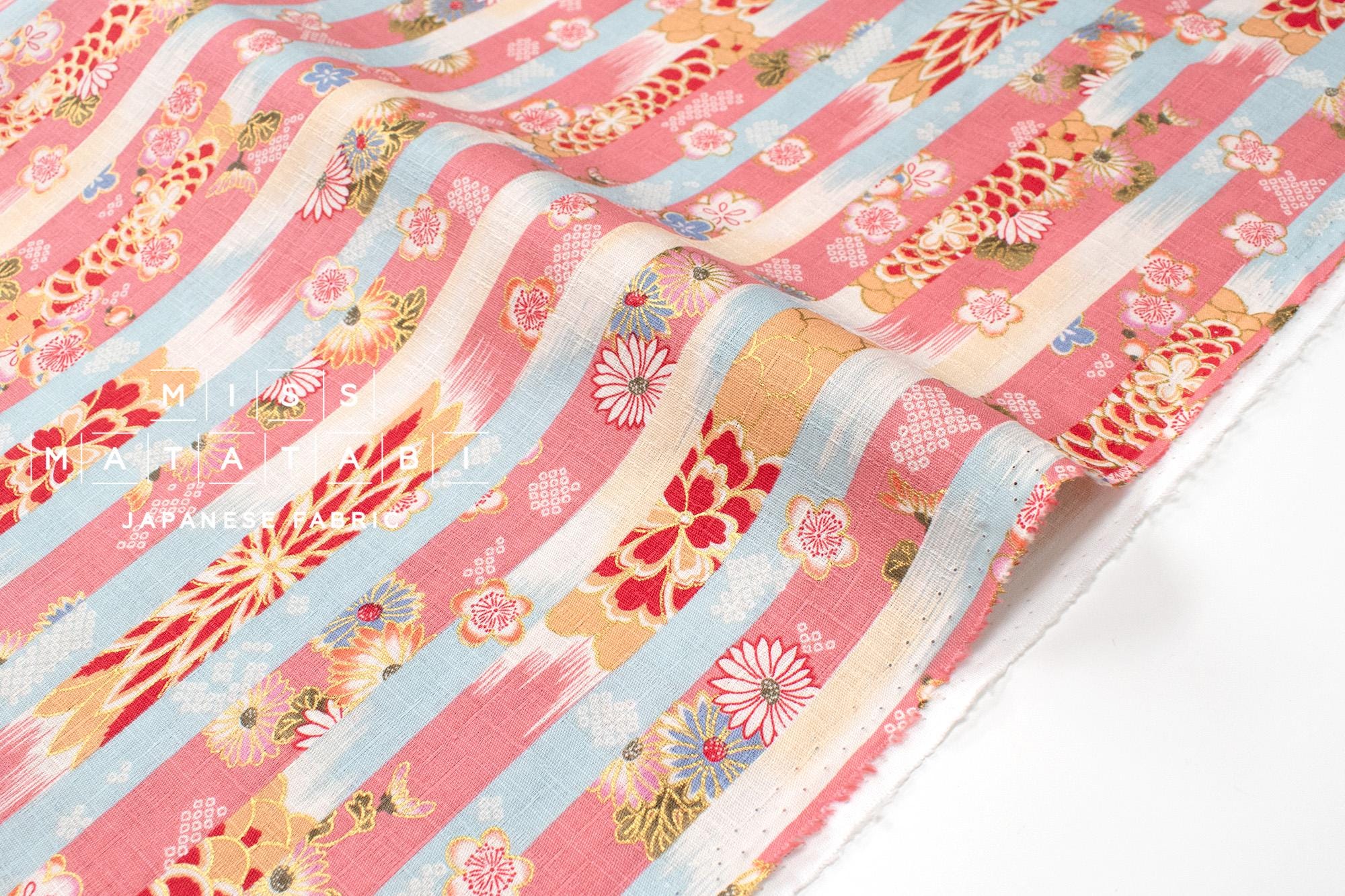 Japanese Fabric Wa Stripes - pink - 50cm