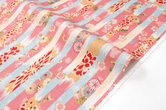 Japanese Fabric Wa Stripes - pink - 50cm