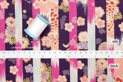 Japanese Fabric Wa Stripes - purple - 50cm