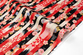 Japanese Fabric Wa Stripes - black, red - 50cm