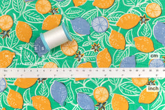 DEADSTOCK Japanese Fabric Lemons - bright green - 50cm