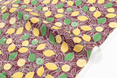 DEADSTOCK Japanese Fabric Lemons - rusty maroon - 50cm