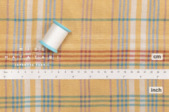 DEADSTOCK Japanese Fabric Linen Modal Cotton Plaid - mustard - 50cm