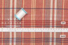 DEADSTOCK Japanese Fabric Linen Modal Cotton Plaid - vermilion - 50cm