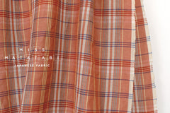 DEADSTOCK Japanese Fabric Linen Modal Cotton Plaid - vermilion - 50cm