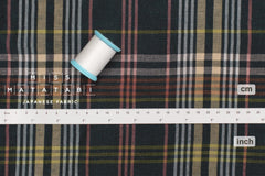 DEADSTOCK Japanese Fabric Linen Modal Cotton Plaid - dark green - 50cm