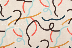 Japanese Fabric Yay Yay - aqua, orange, brown - 50cm