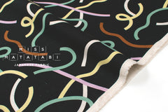 Japanese Fabric Yay Yay - black with pink, green, lemon, cream - 50cm