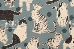 Japanese Fabric Sweet Kitty - seafoam - 50cm