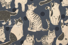 Japanese Fabric Sweet Kitty - blue - 50cm