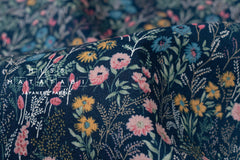 Japanese Fabric Wildflower Linen Blend - B blue - 50cm