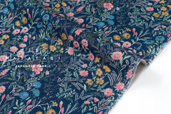 Japanese Fabric Wildflower Linen Blend - B blue - 50cm