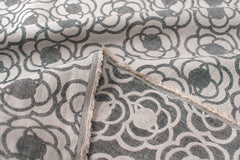 Japanese Fabric Yarn Dyed Woven Jacquard Pop Flowers - grey - 50cm