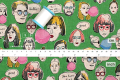 Japanese Fabric The People We Meet - green - 50cm
