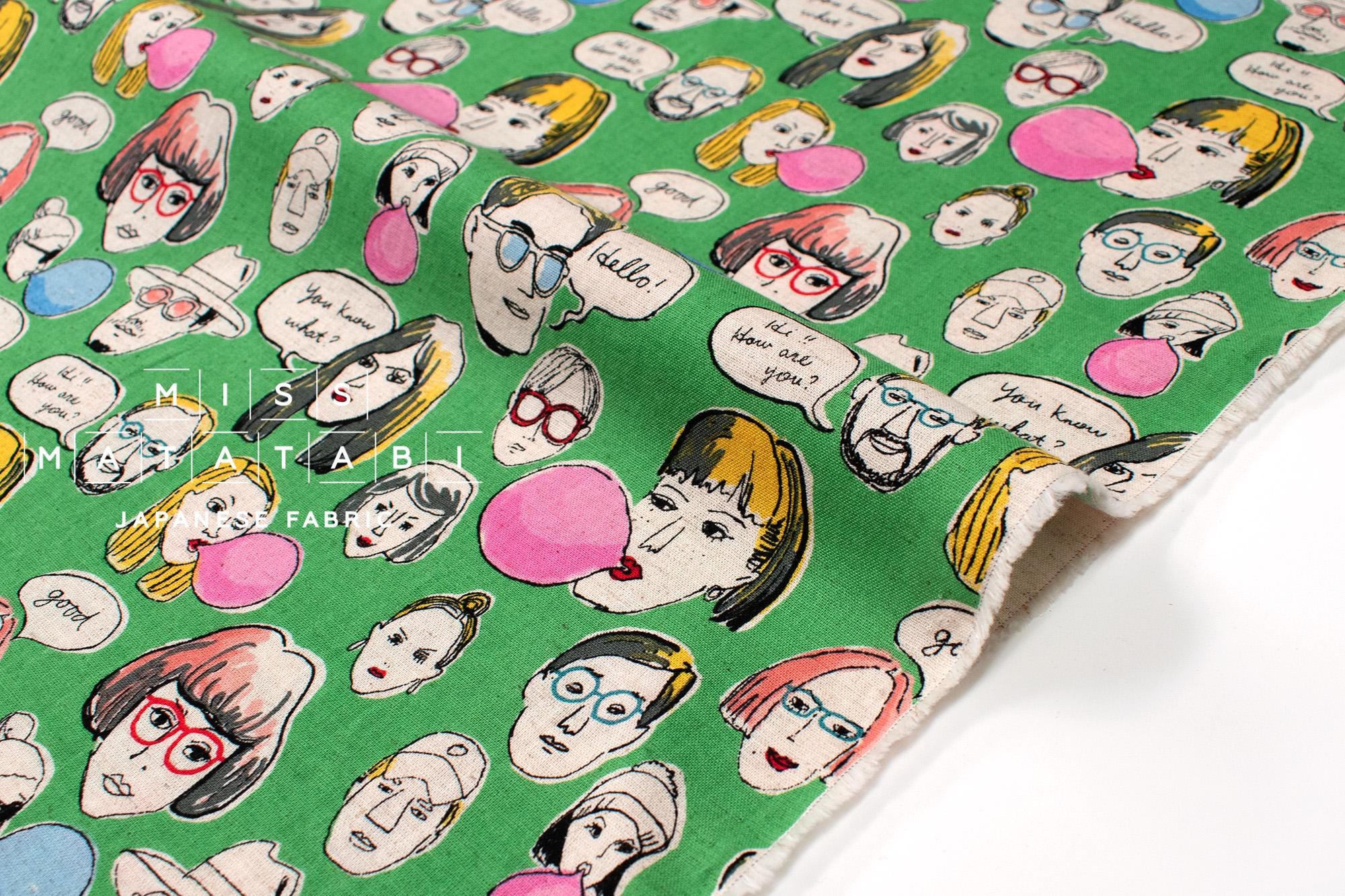 Japanese Fabric The People We Meet - green - 50cm