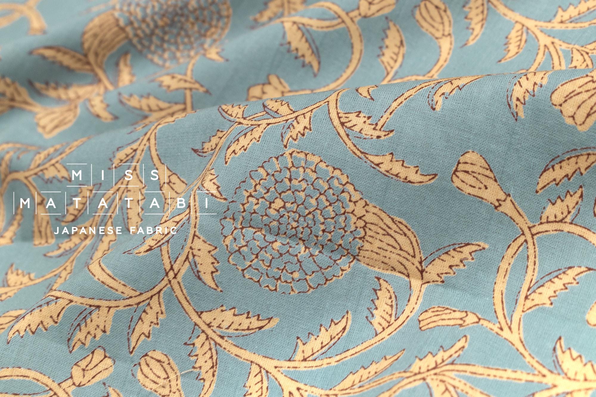 Hand Printed Indian Cotton Voile - H1 - 50cm