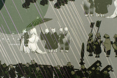 Japanese Fabric Neko Cat Wedding - green - 50cm