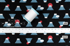 Japanese Fabric Mt Fuji - black, blue, red - 50cm