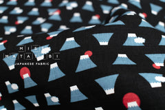 Japanese Fabric Mt Fuji - black, blue, red - 50cm