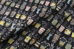 DEADSTOCK Japanese Fabric All the Plants - black - 50cm