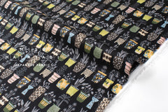 DEADSTOCK Japanese Fabric All the Plants - black - 50cm