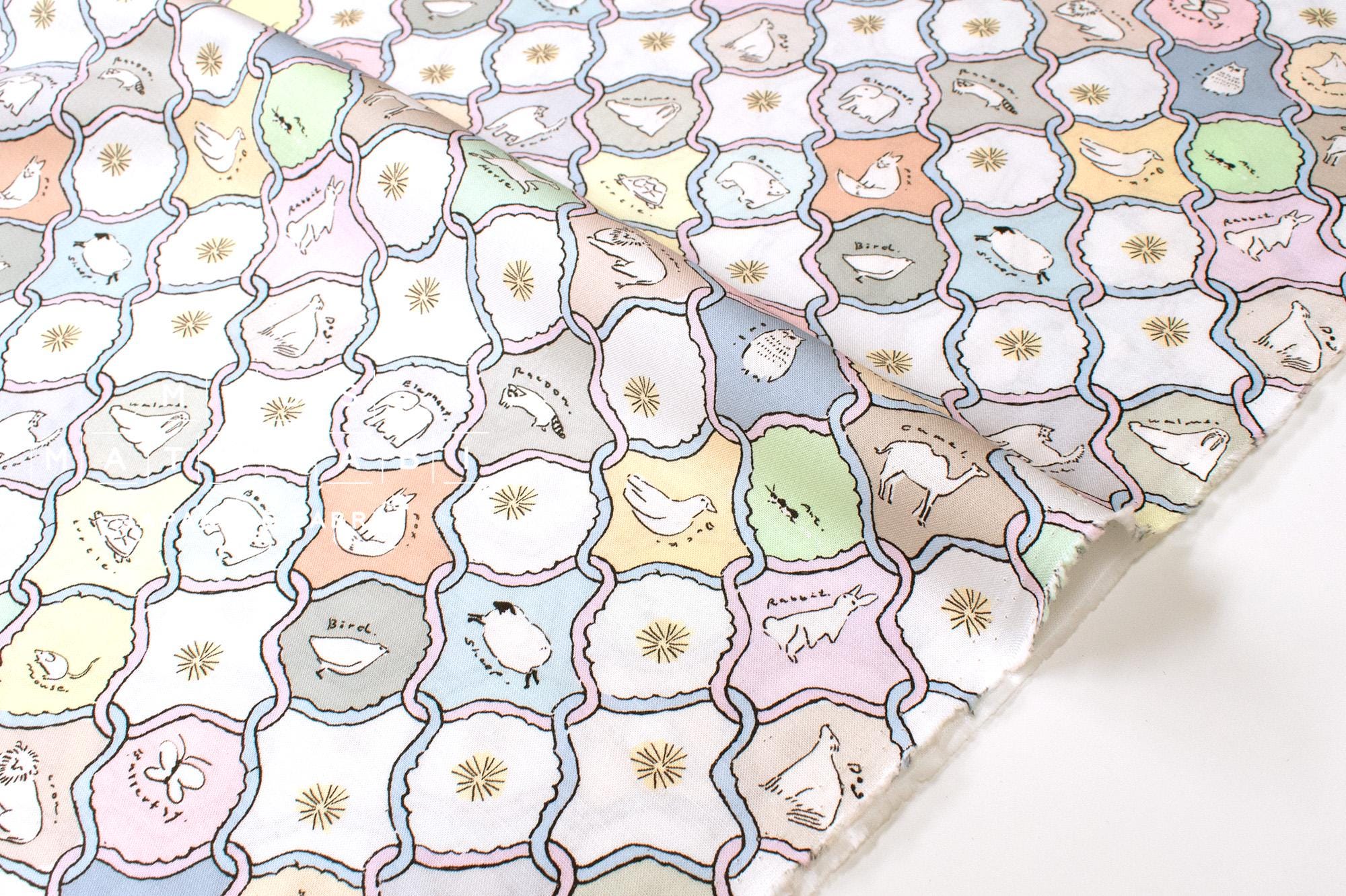 Japanese Fabric We Love Animals - pastels - 50cm