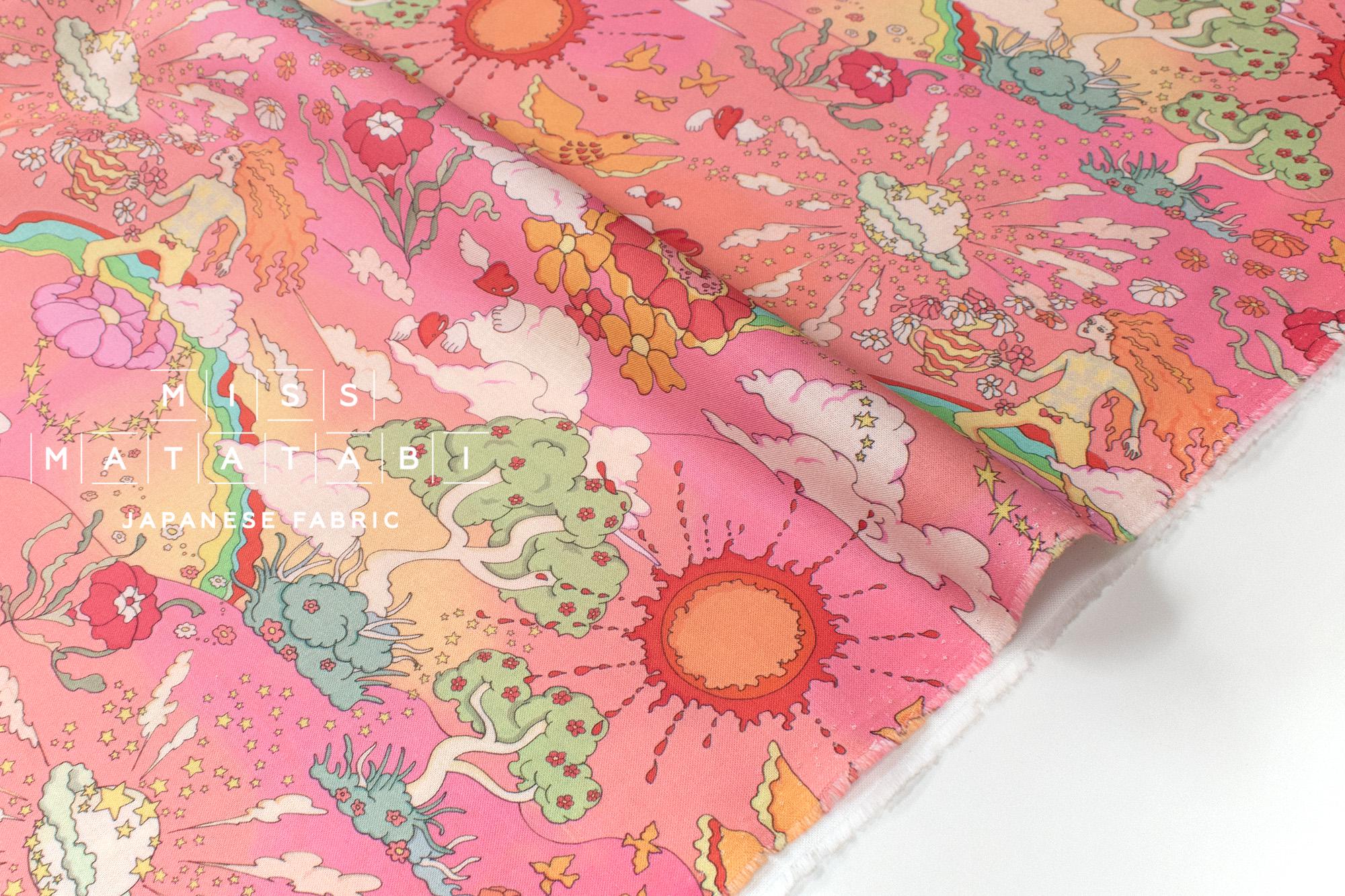 Japanese Fabric Dreamland - pink, orange - 50cm