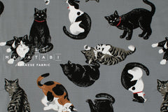 Japanese Fabric Best Cats - grey - 50cm